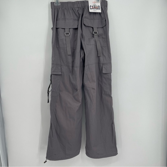 YMI Women’s MID RISE ALL DAY CARGO PANTS Gray COTTON NWT size S Drawstring hem - Picture 7 of 10